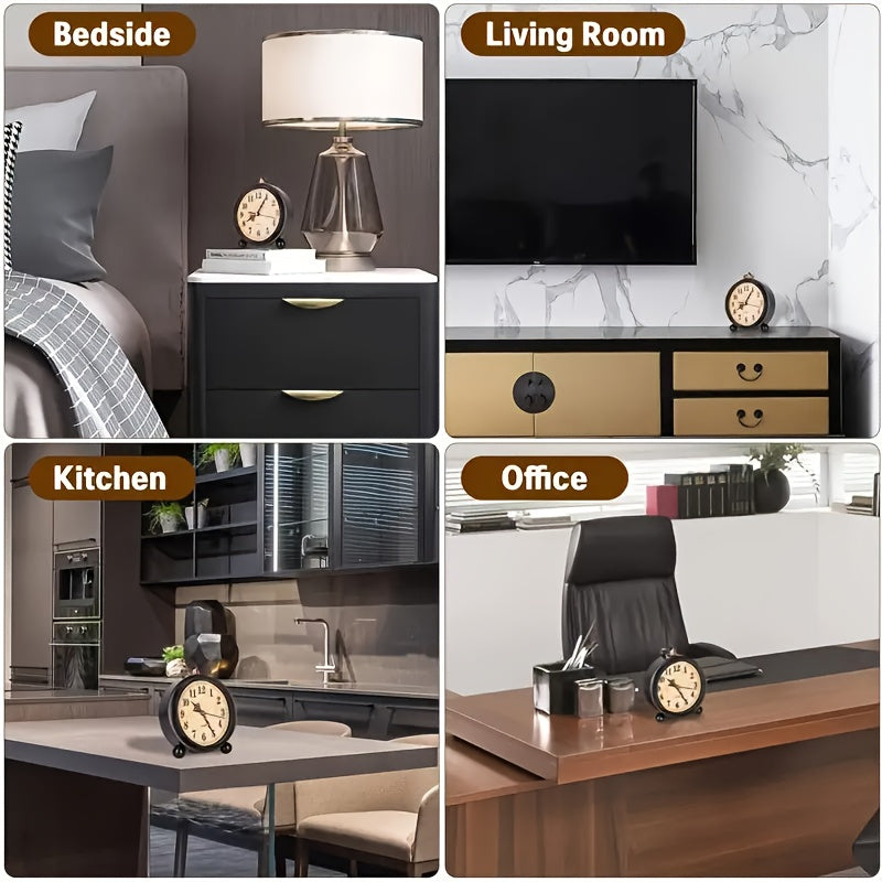 Retro Metalowy Budzik z Cichym Mechanizmem – Klasyczny Format Biurkowy do Sypialni lub Biura