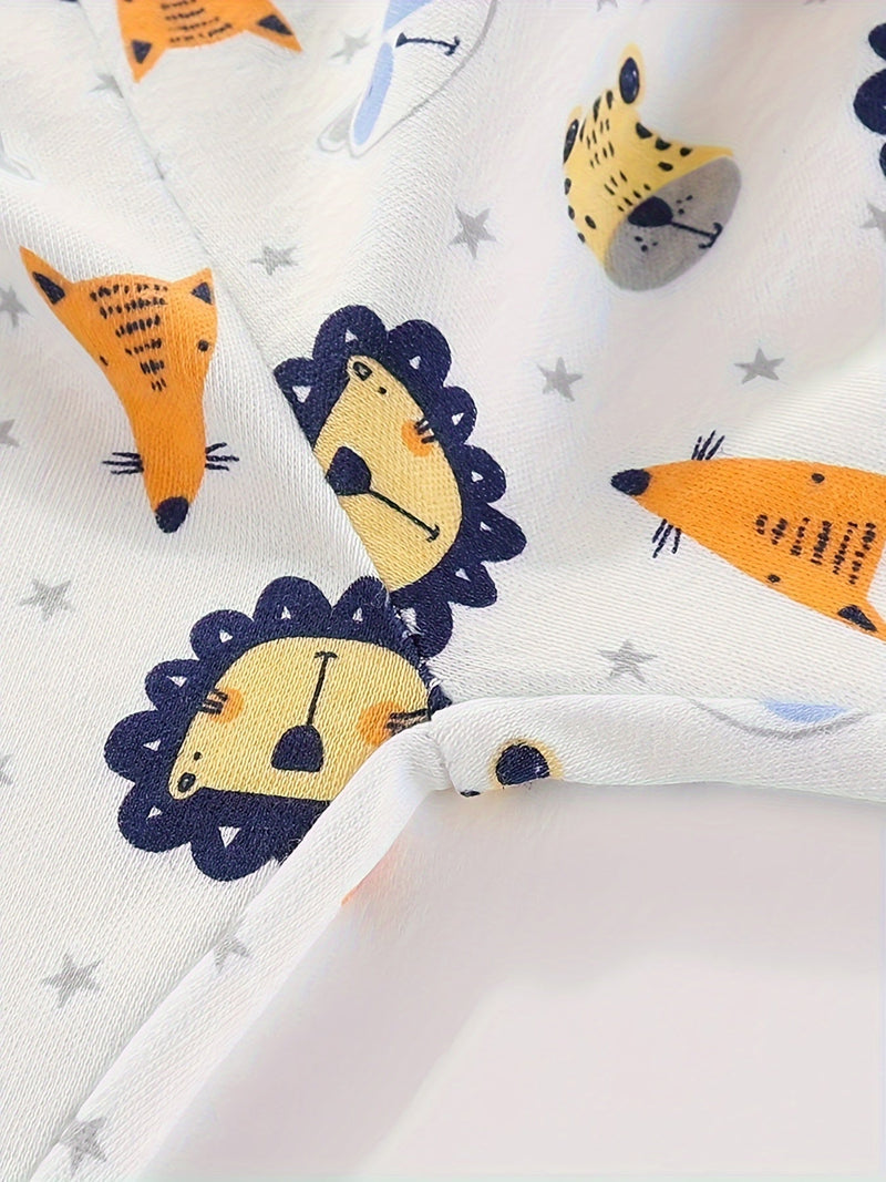 Słodkie Spodenki z Wzorem Zwierząt dla Niemowląt – 3-częściowy Zestaw