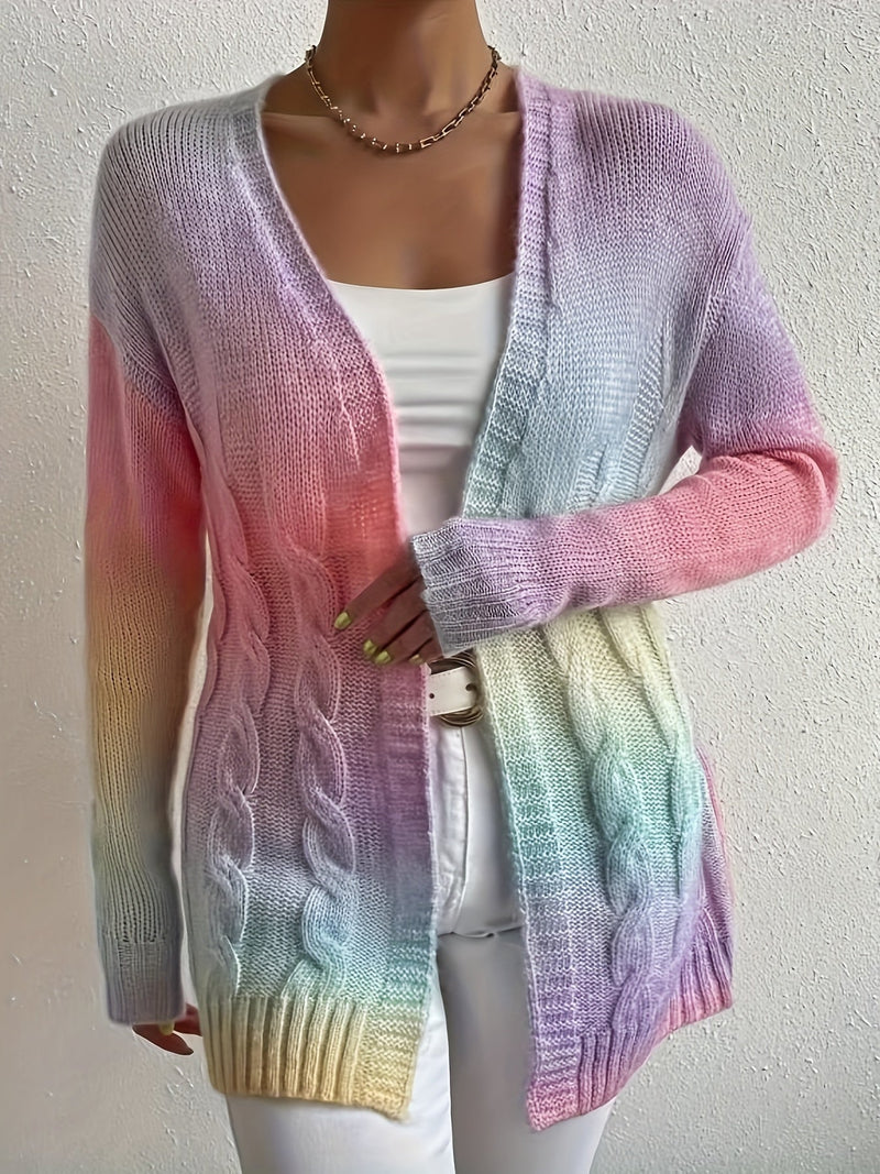 Pastel Gradient Open Cardigan – Stylish and Comfortable for Autumn and Spring