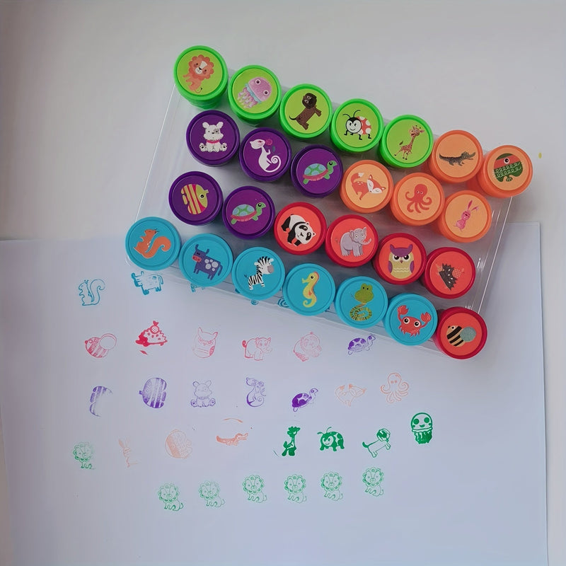 Kolorowy Zestaw Stempli Zwierząt – 26 Różnych Stempli do Kreatywnego Rękodzieła i Edukacji