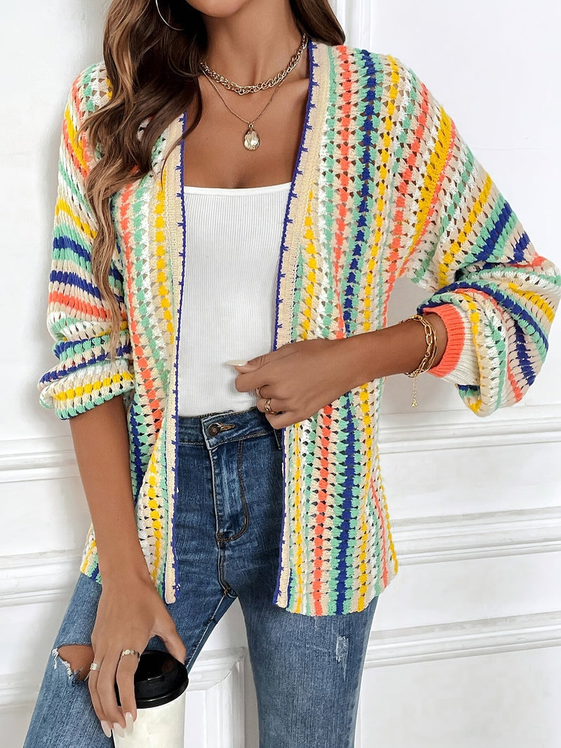 Vibrant Striped Sweater Cardigan – Ideal for Spring and Autumn