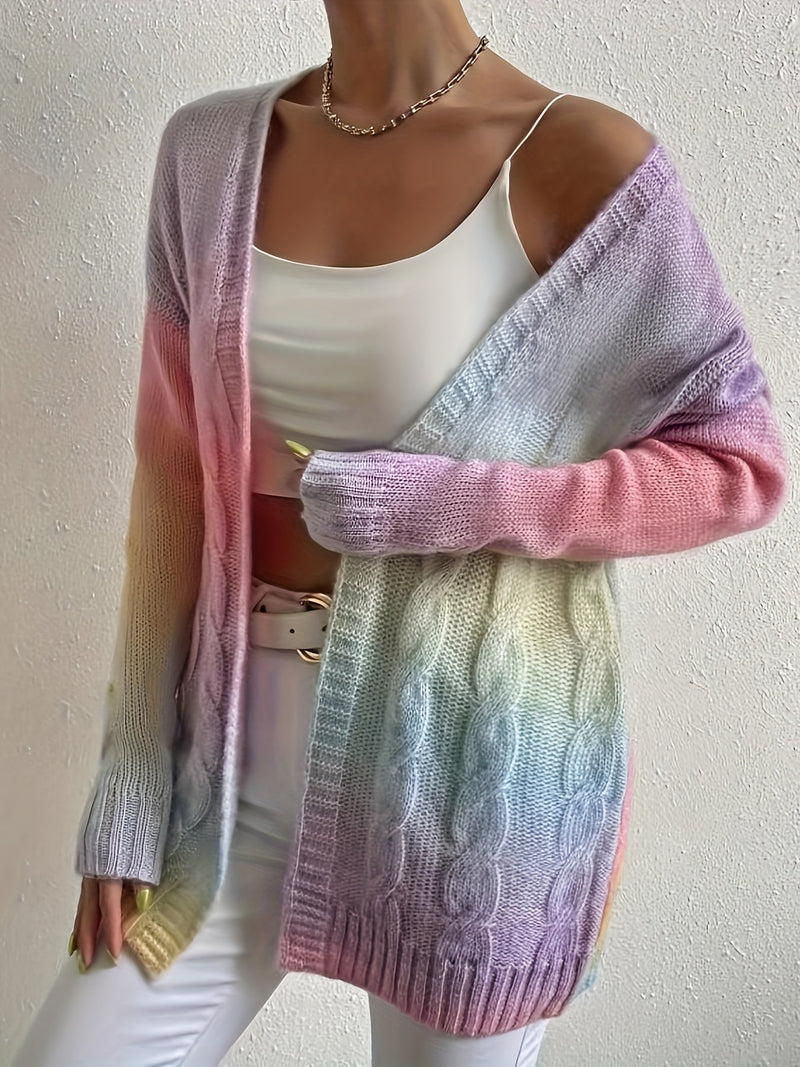Pastel Gradient Open Cardigan – Stylish and Comfortable for Autumn and Spring