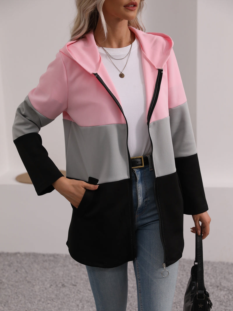 Hooded jacket in block color – Stylish and comfortable for everyday outings