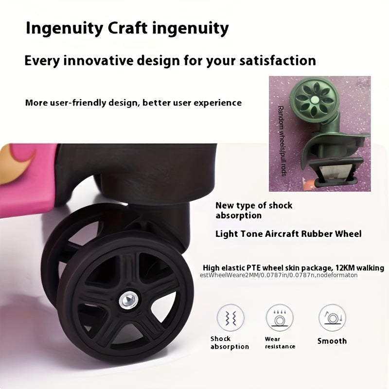 Fajna walizka dziecięca z wzorem kaczki – idealna dla dzieci, 16,5 cala z cichymi kółkami