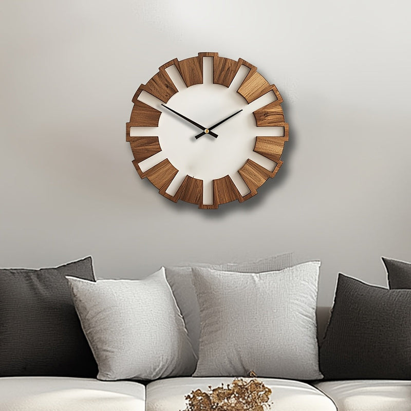 Rustykalny Drewniany Zegar Ścienny z Cichym Mechanizmem – Ponadczasowy Design do Salonu, Biura i Sypialni
