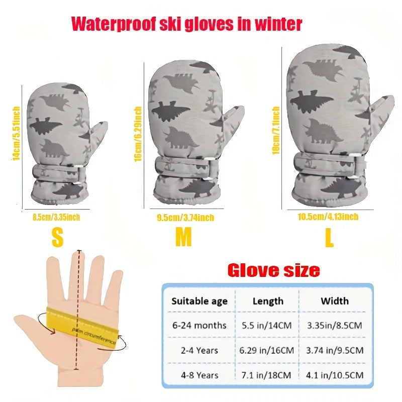 Rękawice Zimowe Dinozaury dla Dzieci - Na Ciepłe Przygody w Śniegu