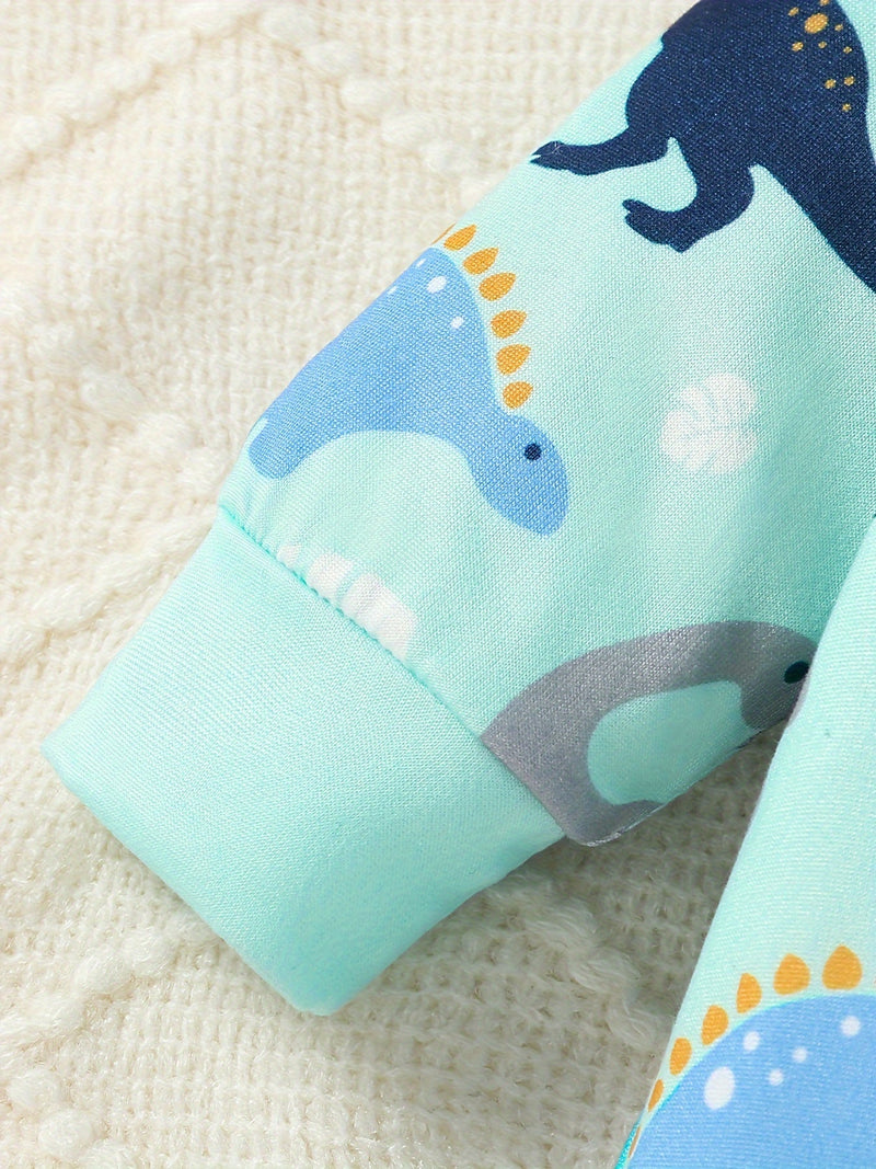 9-elementowy zestaw ubranek dla niemowląt z dinozaurami, chmurkami i kropkami – w zestawie body, czapka i śliniaki