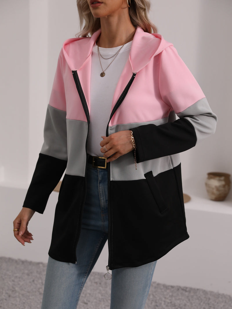 Hooded jacket in block color – Stylish and comfortable for everyday outings