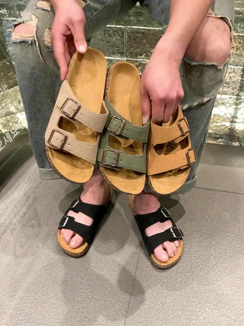 Retro pantofle s dvojitými nastavitelnými přezkami pro muže – pohodlné a stylové pro muže