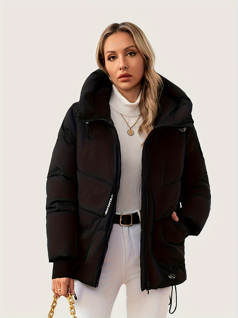 Nowoczesna Zimowa Kurtka z Regulowanym Kapturem i Talią – Pikowane Wykonanie dla Maksymalnego Ciepła i Komfortu