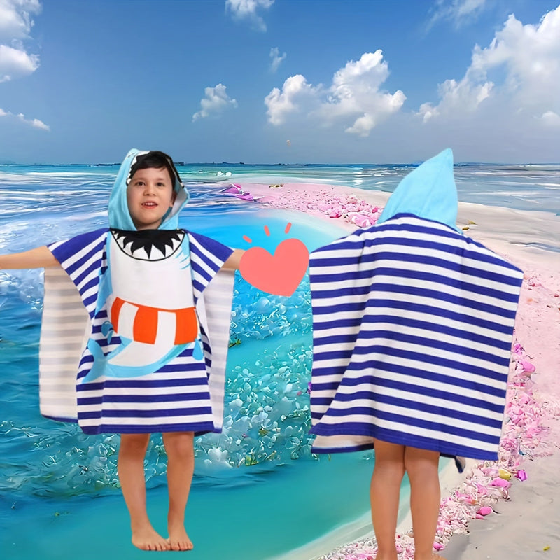 Gyerekeknek szánt strandtörölköző rajzfilm dinoszauruszokkal és kalózokkal – Puha fürdőlepedő kapucnival