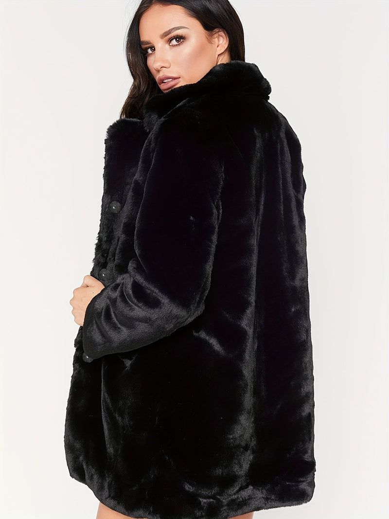 Elegancka Damska Zimowa Kurtka z Sztucznego Futra o Średniej Długości - Stylowa i Ciepła na Zimowe Miesiące