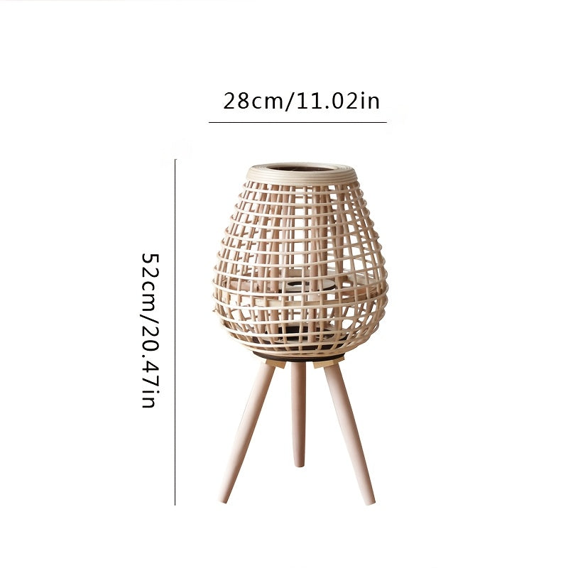 Handwoven Rattan Lamp with Candle Holders – Loose Decorative Element for Living Room, Balcony or Gastronomy