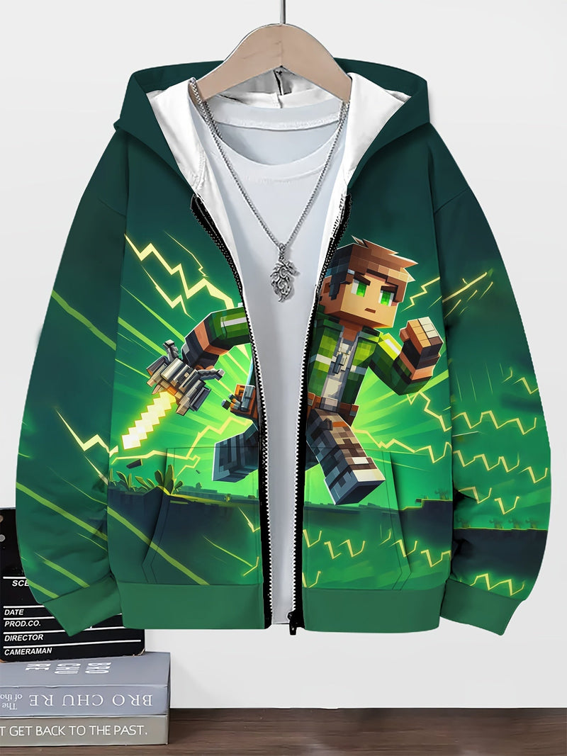 Casual Geometrystyczna Gra Kurtka – Stylowa i Wygodna dla Chłopców