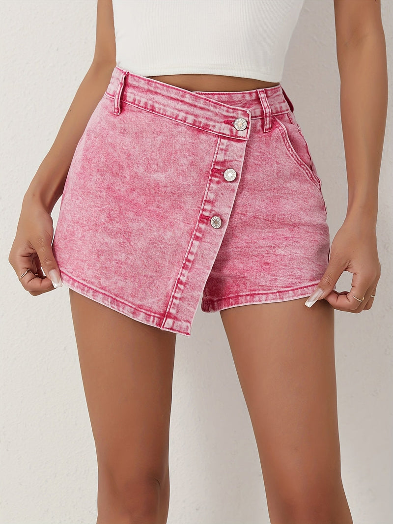 Denim stretch skirt-shorts for women – Slim Fit and asymmetrical