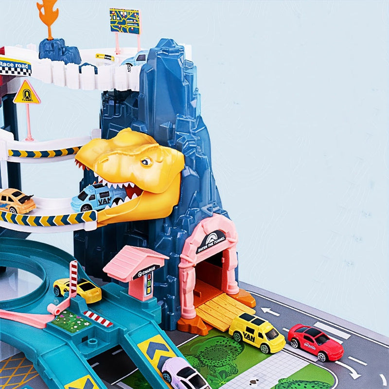 Zestaw Do Zabaw DinoRace - Ekscytujący Tor Wyścigowy z Dinozaurami i Pojazdami dla Dzieci