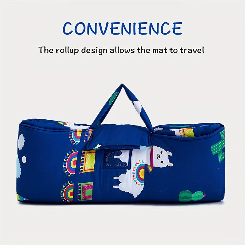 Összecsukható alvó matrac gyerekeknek lámákkal – puha és kényelmes kisgyermekeknek utazáshoz vagy iskolába