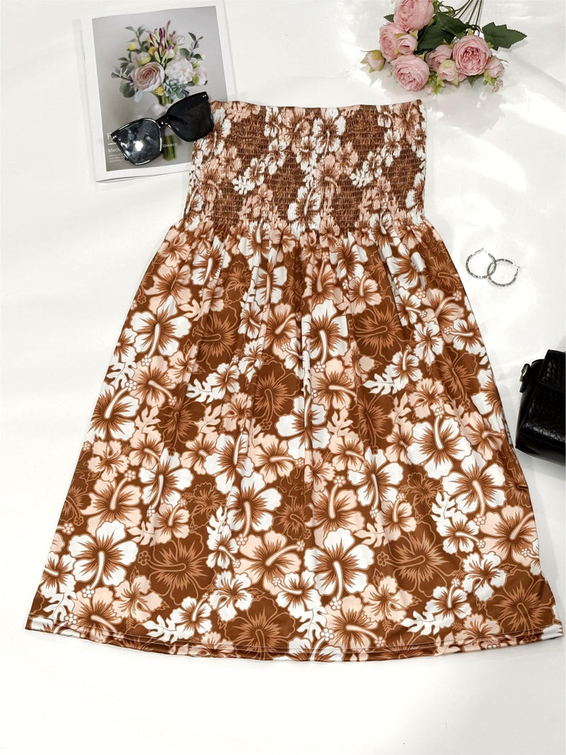 Boho Kwiatowa Sukienka Tube – Wesoła i Wygodna na Letnie Wypady