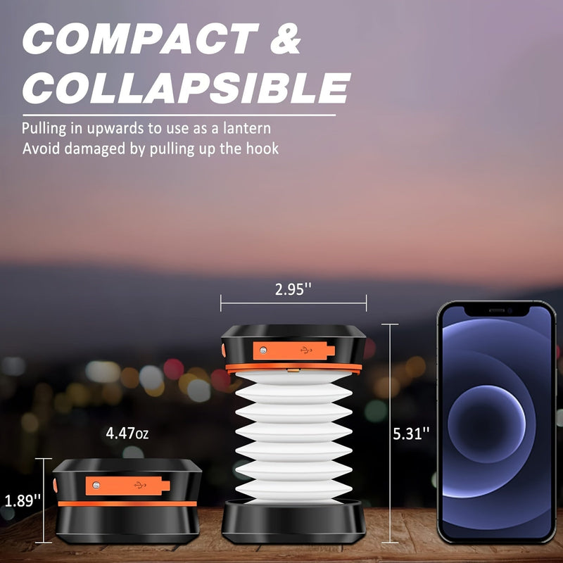 Lampă de camping pliabilă - Lampă LED reîncărcabilă pentru sporturi în aer liber și situații de urgență