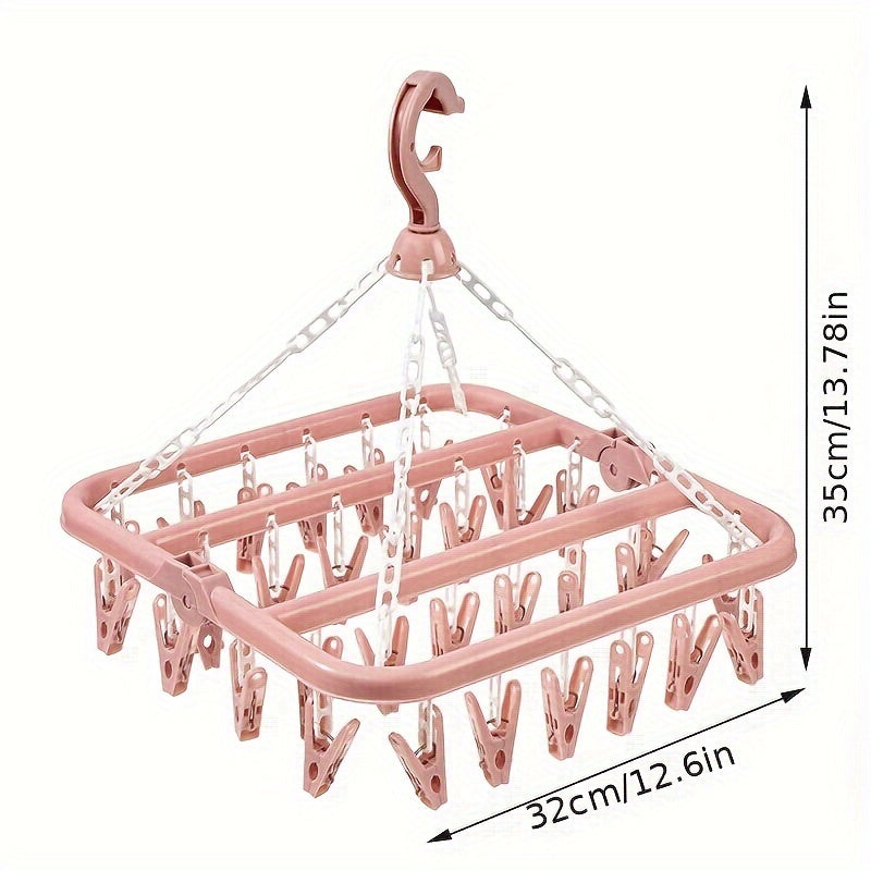 Folding Clothes Drying Rack with Clips – Space-Saving and Practical for Small Laundry