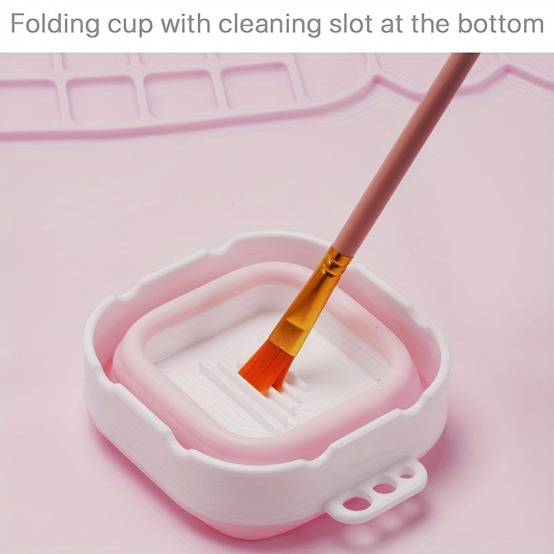 Mata malarska silikonowa z paletą i uchwytem na pędzle – Wytrzymała i elastyczna