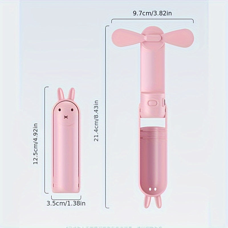 Mini ventilator portabil – ventilator USB reîncărcabil 2-în-1 în formă de iepuraș drăguț pentru călătorii și vară