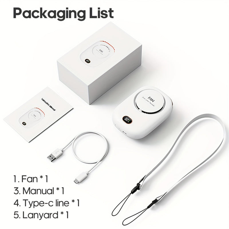 Ventilator Mini USB Reîncărcabil pentru Gât – Ușor cu Viteze Reglabile