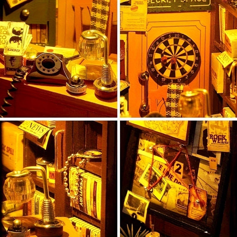 Biuro Detektywistyczne DIY Miniaturowy Dom – Zestaw 3D Puzzle z Oświetleniem dla Kreatywnych Hobbystów