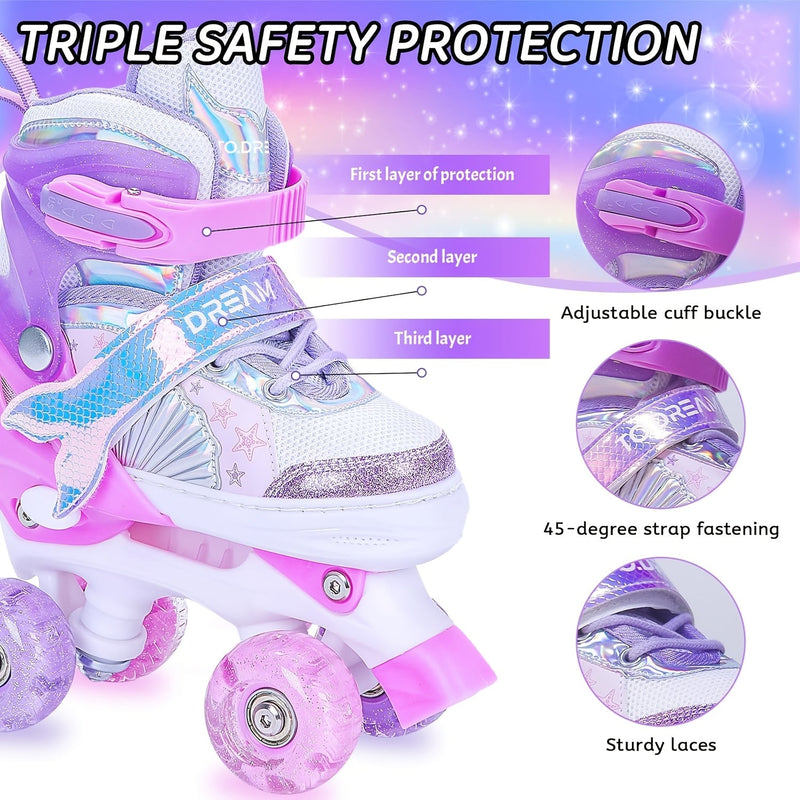 Regulowane Rolki dla Dzieci – Migoczący Wzór Gwiazdy z Świecącymi Kółkami