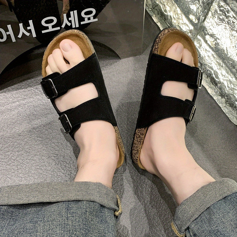 Retro pantofle s dvojitými nastavitelnými přezkami pro muže – pohodlné a stylové pro muže