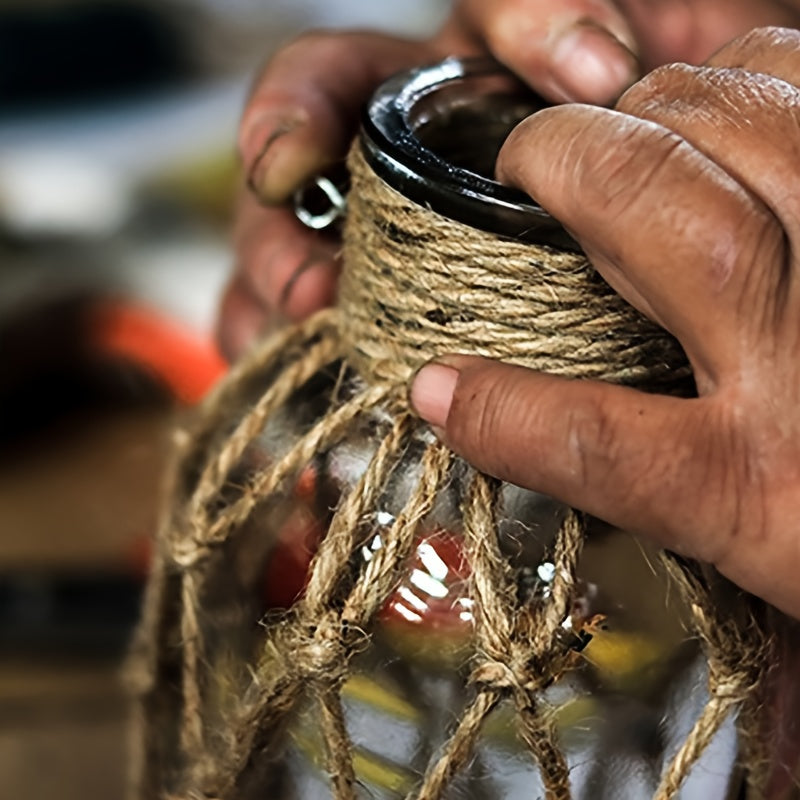 Rustic Glass Vase with Jute Cord – Decorative and Timeless for Your Interior