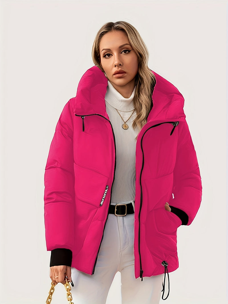 Nowoczesna Zimowa Kurtka z Regulowanym Kapturem i Talią – Pikowane Wykonanie dla Maksymalnego Ciepła i Komfortu