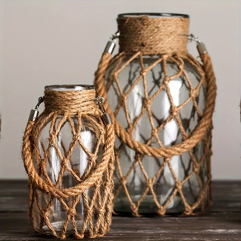 Rustic Glass Vase with Jute Cord – Decorative and Timeless for Your Interior