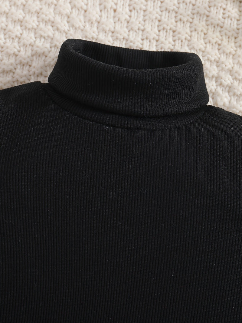 Elegancki Sweter z Golfem dla Dzieci - Spódnica w Kratę i Sweter Zestaw