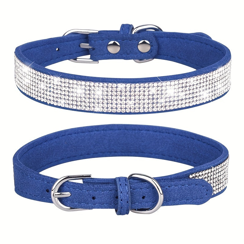 Adjustable Leather Dog Collar with Zirconia – Strong and Durable