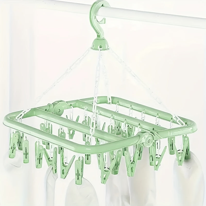 Folding Clothes Drying Rack with Clips – Space-Saving and Practical for Small Laundry