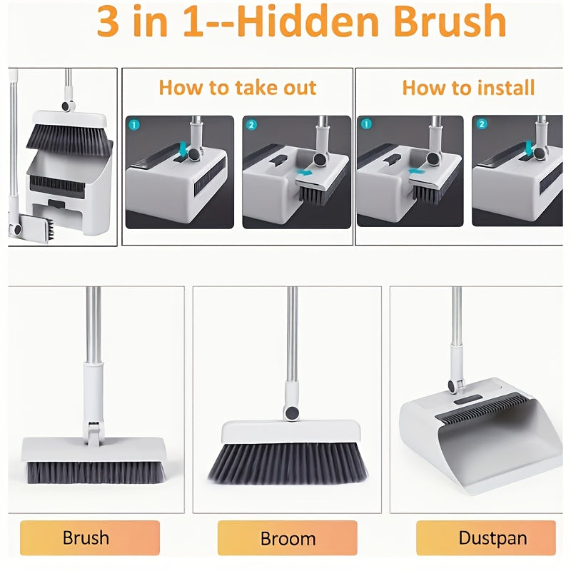 Foldable broom and dustpan set 3 in 1 – Practical solution for quick and efficient cleaning