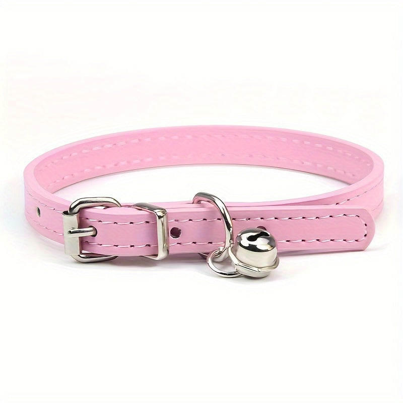 Adjustable Cat Collar with Bell – Durable Faux Leather and Safety Buckle for Cats of All Sizes