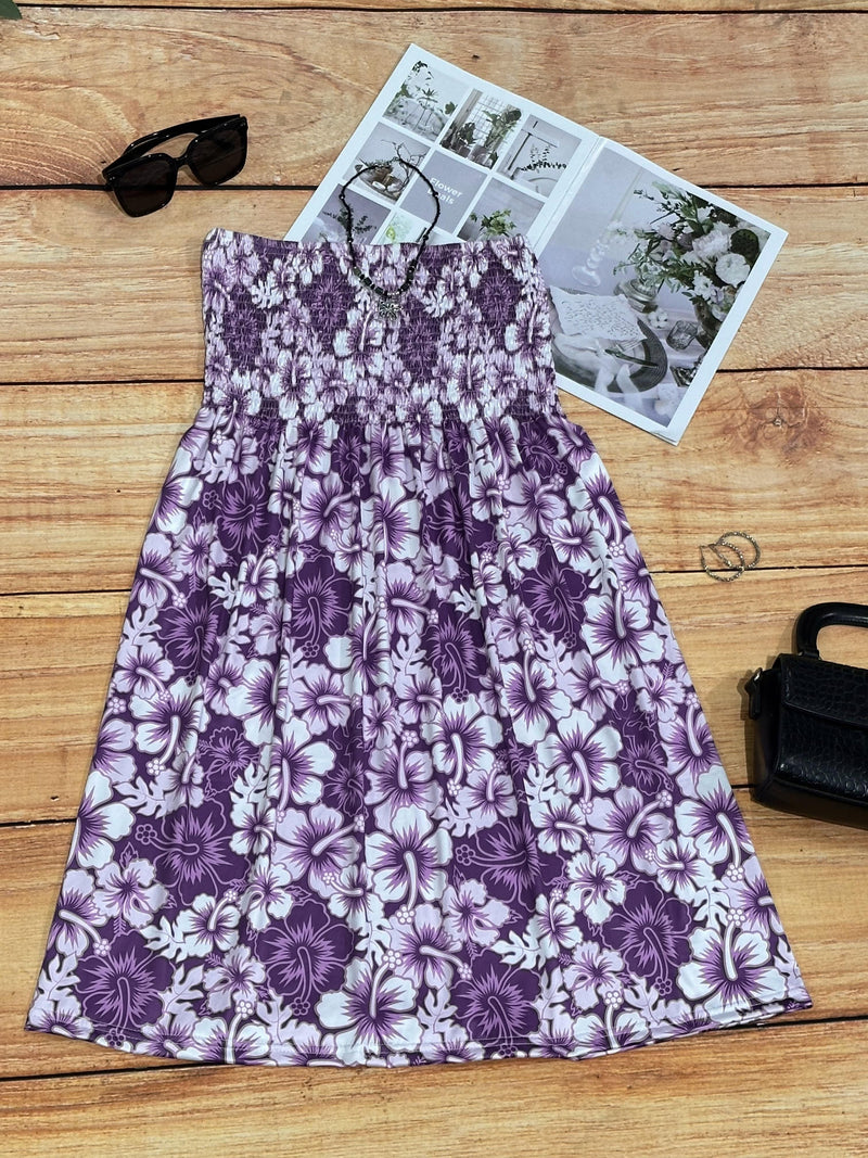 Boho Kwiatowa Sukienka Tube – Wesoła i Wygodna na Letnie Wypady