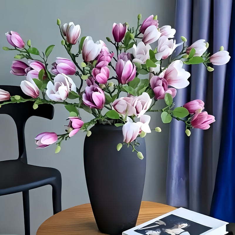 Set of 4 Realistic Magnolia Flowers – Elegant and Timeless for Weddings and Luxury Decoration