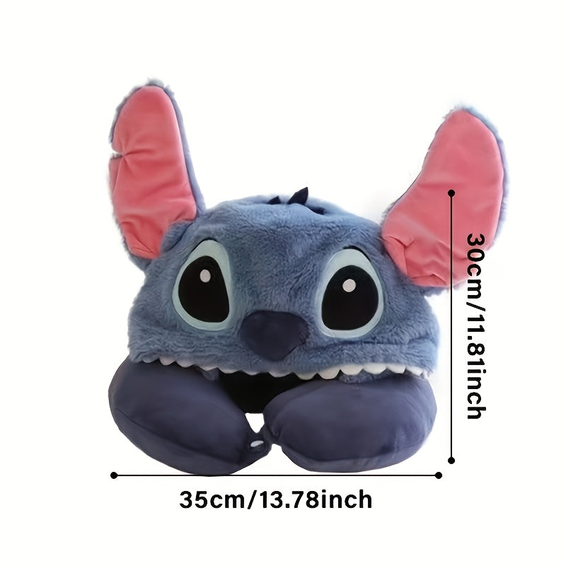 Poduszka podróżna Pluche Stitch z kapturem - Komfortowa poduszka w kształcie litery U z uszami