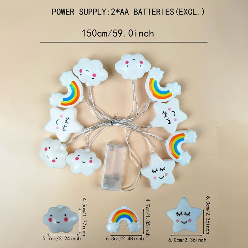 Lămpi LED magice în formă de stele, nori și curcubeu pentru o atmosferă veselă