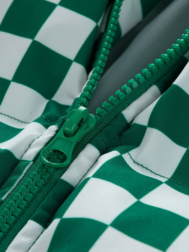 Stylowa Puchowa Kurtka w Kratę dla Mężczyzn – Oddychająca i Ciepła Kurtka Zimowa z Stojącym Kołnierzem