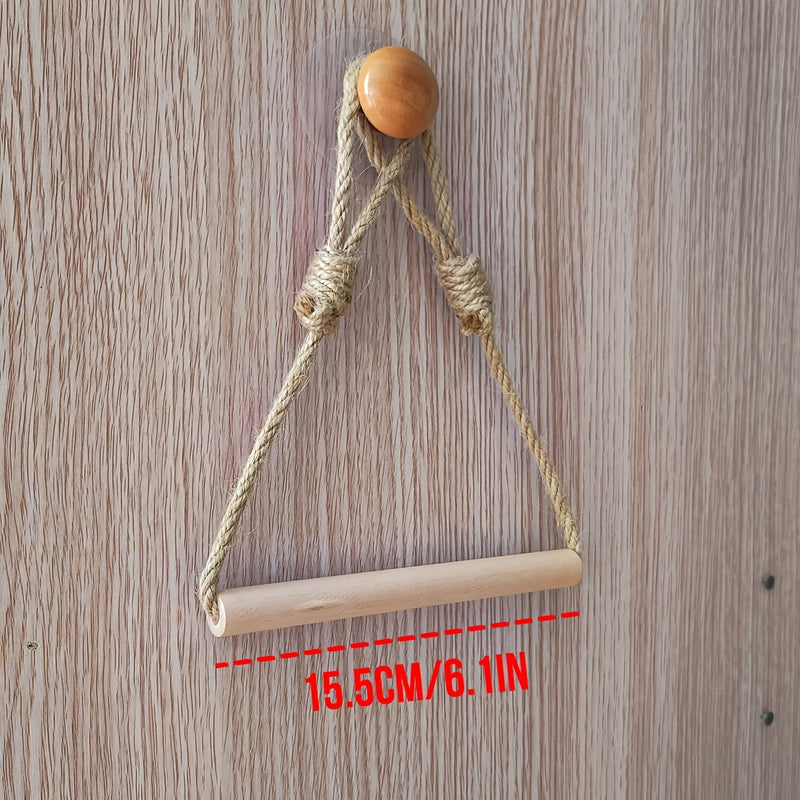 Rustykalny Uchwyt na Papier Toaletowy – Sznur Makramé i Drewniany Stik do Łazienki