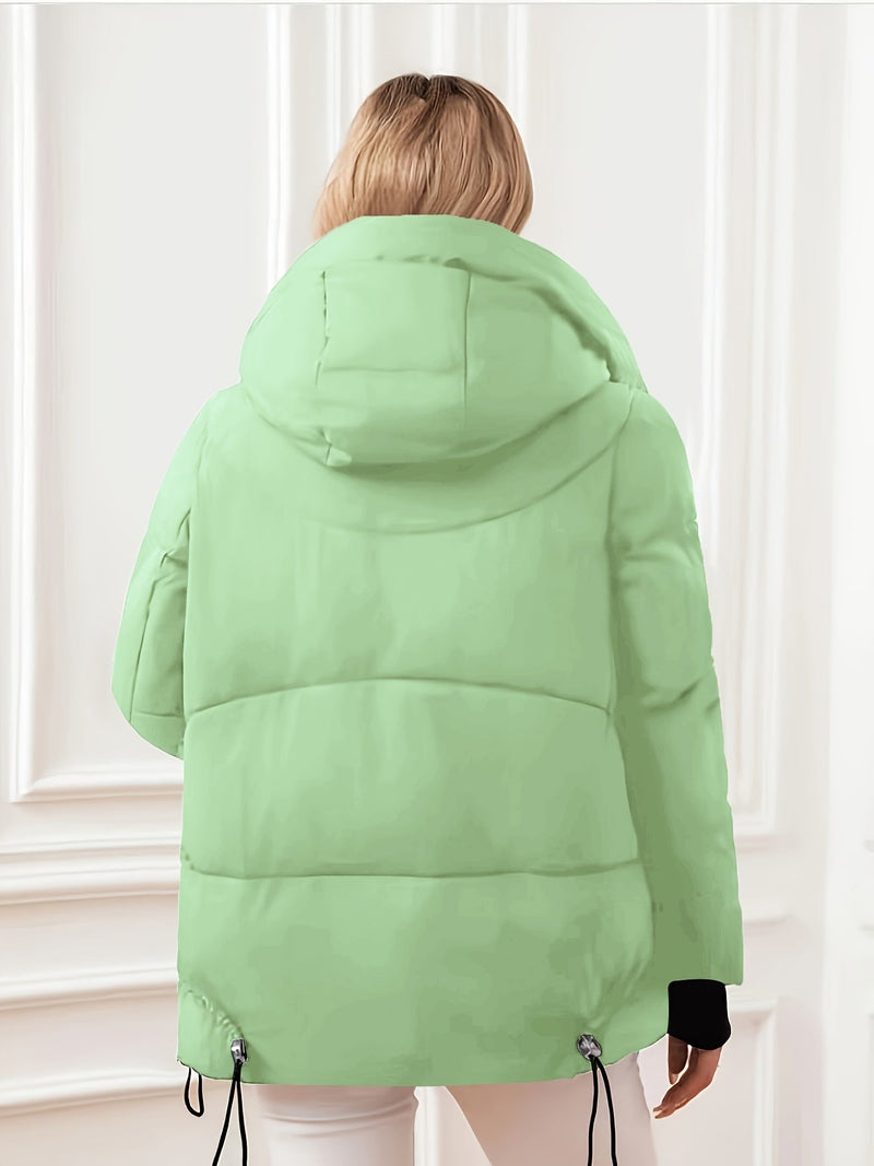 Nowoczesna Zimowa Kurtka z Regulowanym Kapturem i Talią – Pikowane Wykonanie dla Maksymalnego Ciepła i Komfortu