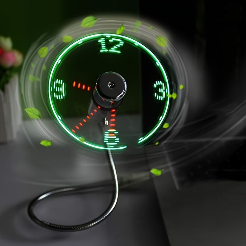 Ventilator portabil LED USB cu afișaj de timp