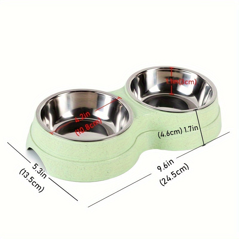 Double Stainless Steel Bowl for Pets – Ideal for Eating and Drinking