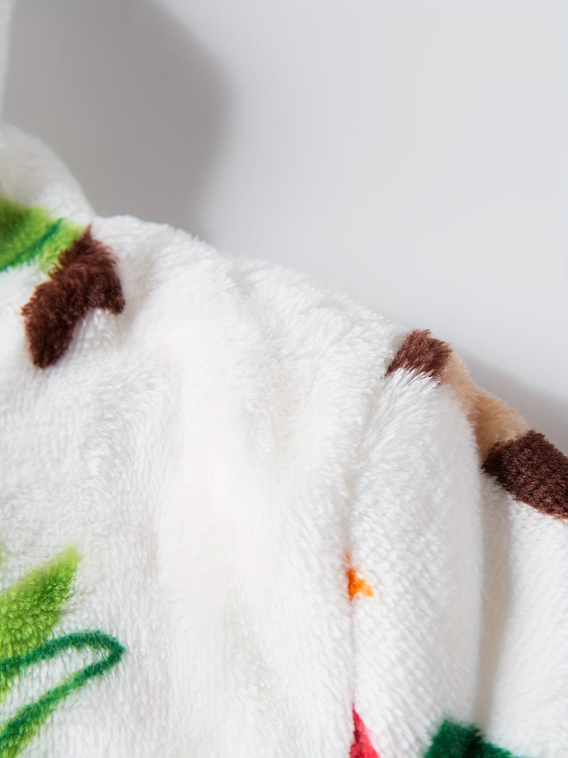 Flanelowa szlafrok dziecięcy z nadrukiem zwierząt – Super miękki i komfortowy dla chłopca i dziewczynki