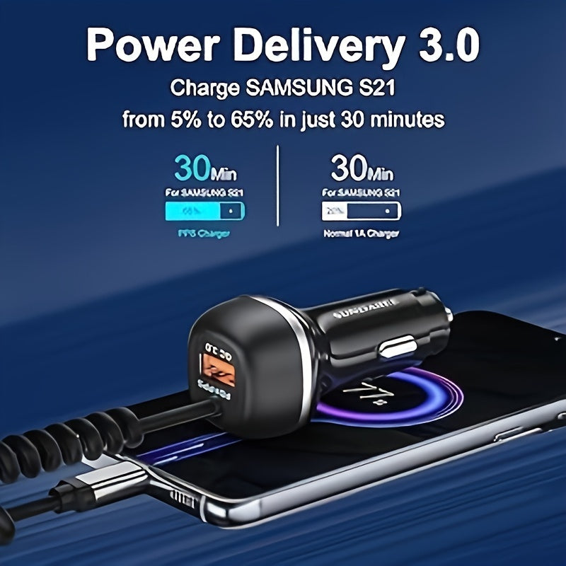 Încărcător Auto Rapid USB-C 51W – Pentru Încărcare Supers rapidă a Mai Multor Dispozitive