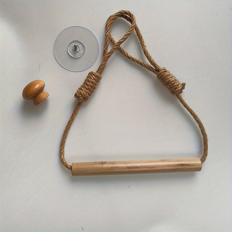 Rustykalny Uchwyt na Papier Toaletowy – Sznur Makramé i Drewniany Stik do Łazienki